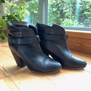 Rag & Bone Black Leather 'Harrow' Booties 7.5